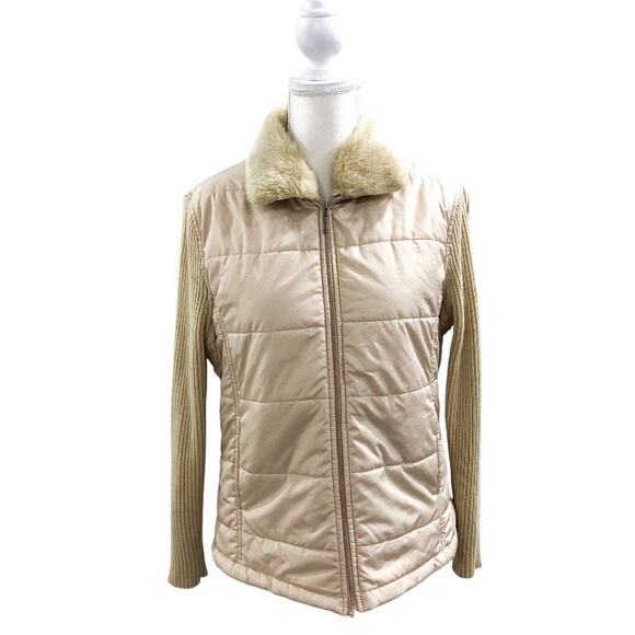 Coldwater Creek Quilted Jacket Faux Fur Collar - Picture 10 of 10